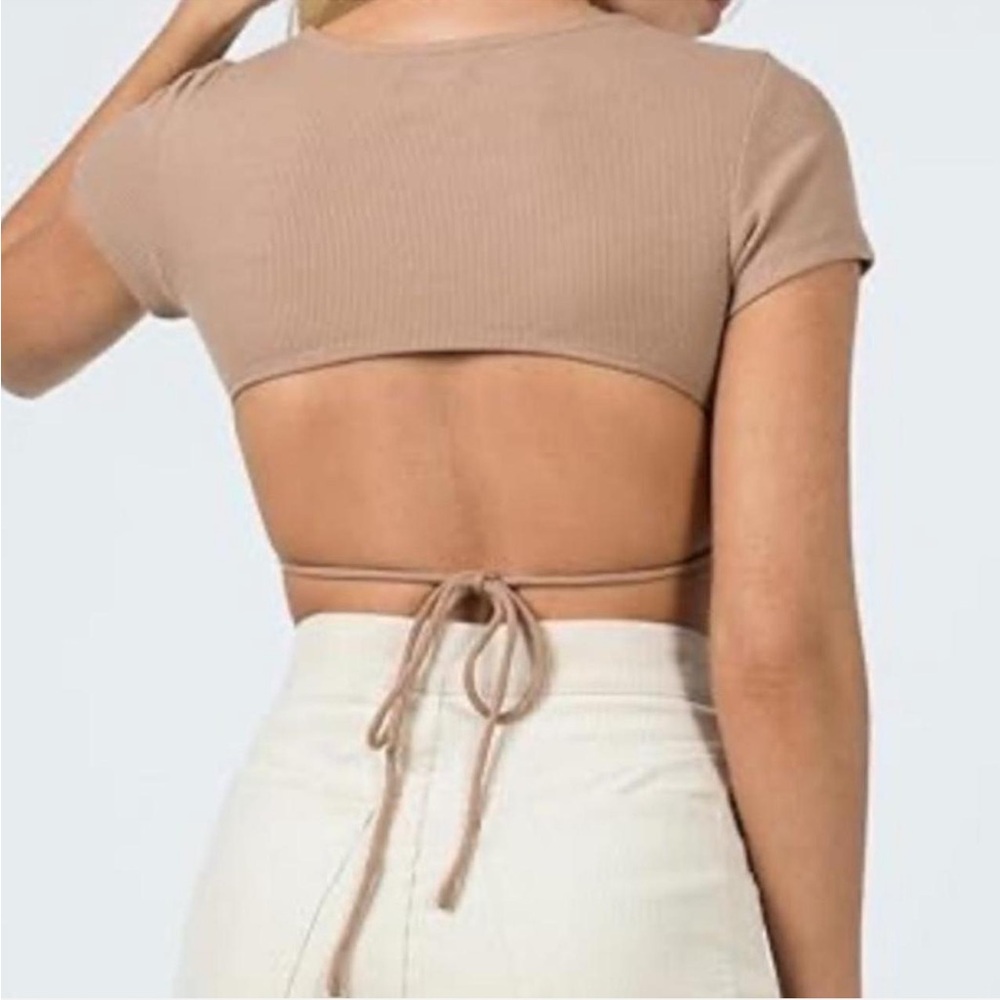 Princess Polly Size 10 Light Brown Ribbed Underwire Crop Top - Picture 2 of 6